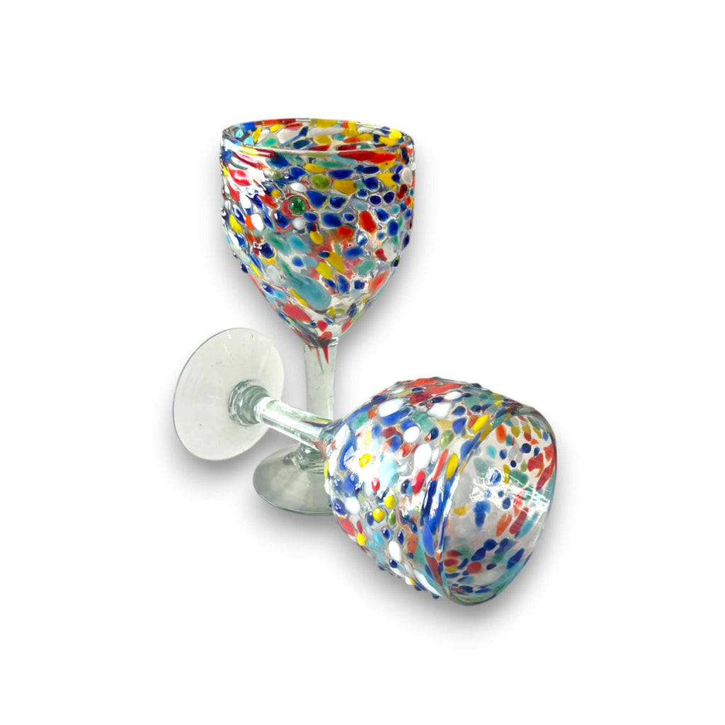 Mexican Confetti Rock Wine Glass | Hand-Blown Confetti Design