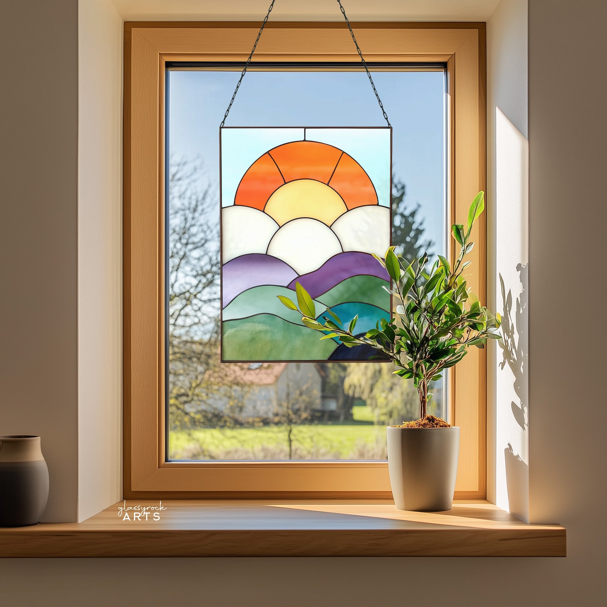 Mod Landscape Stained Glass Pattern