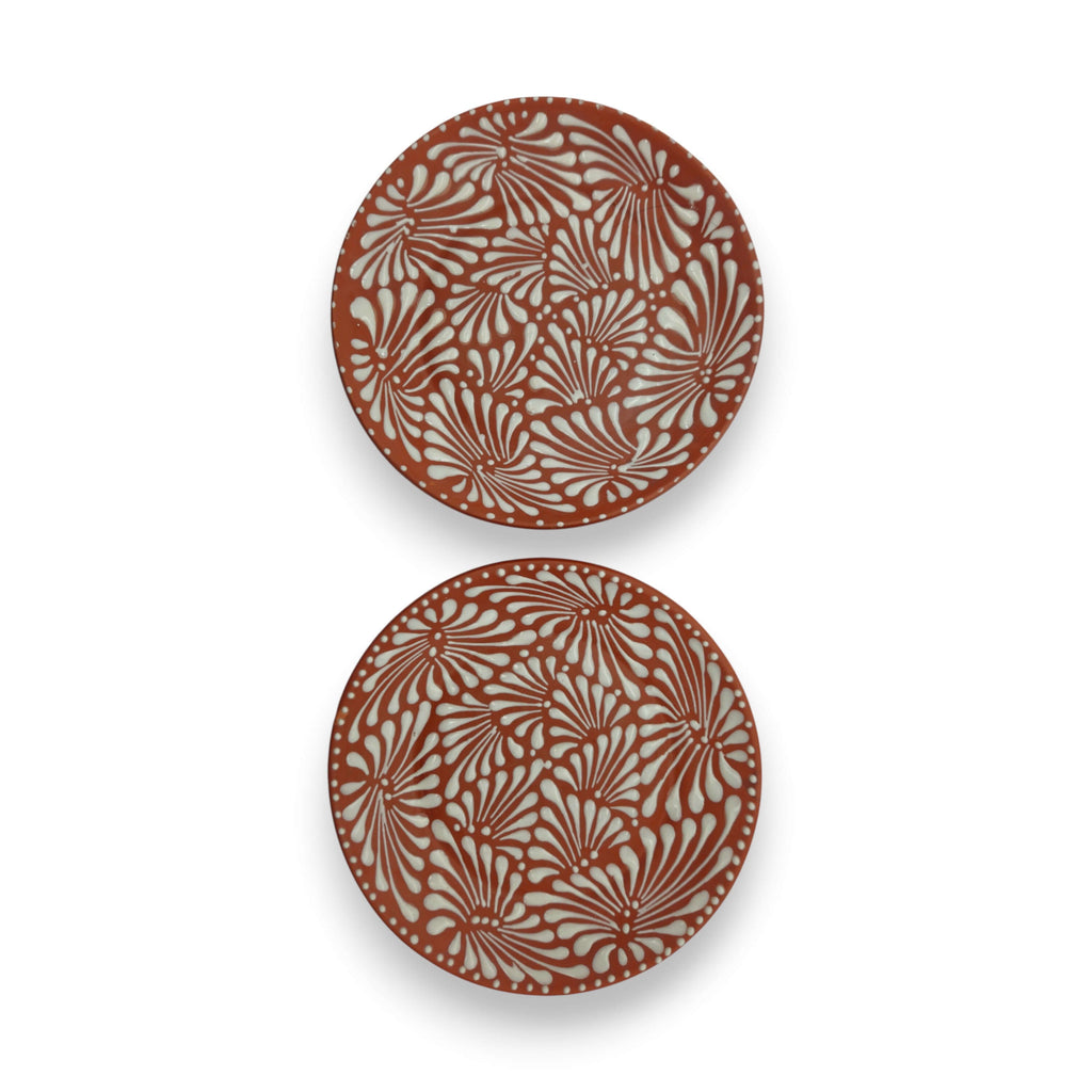 Set of 4 Brown & White Talavera Wall Plates | 11.5" Decorative  Plates