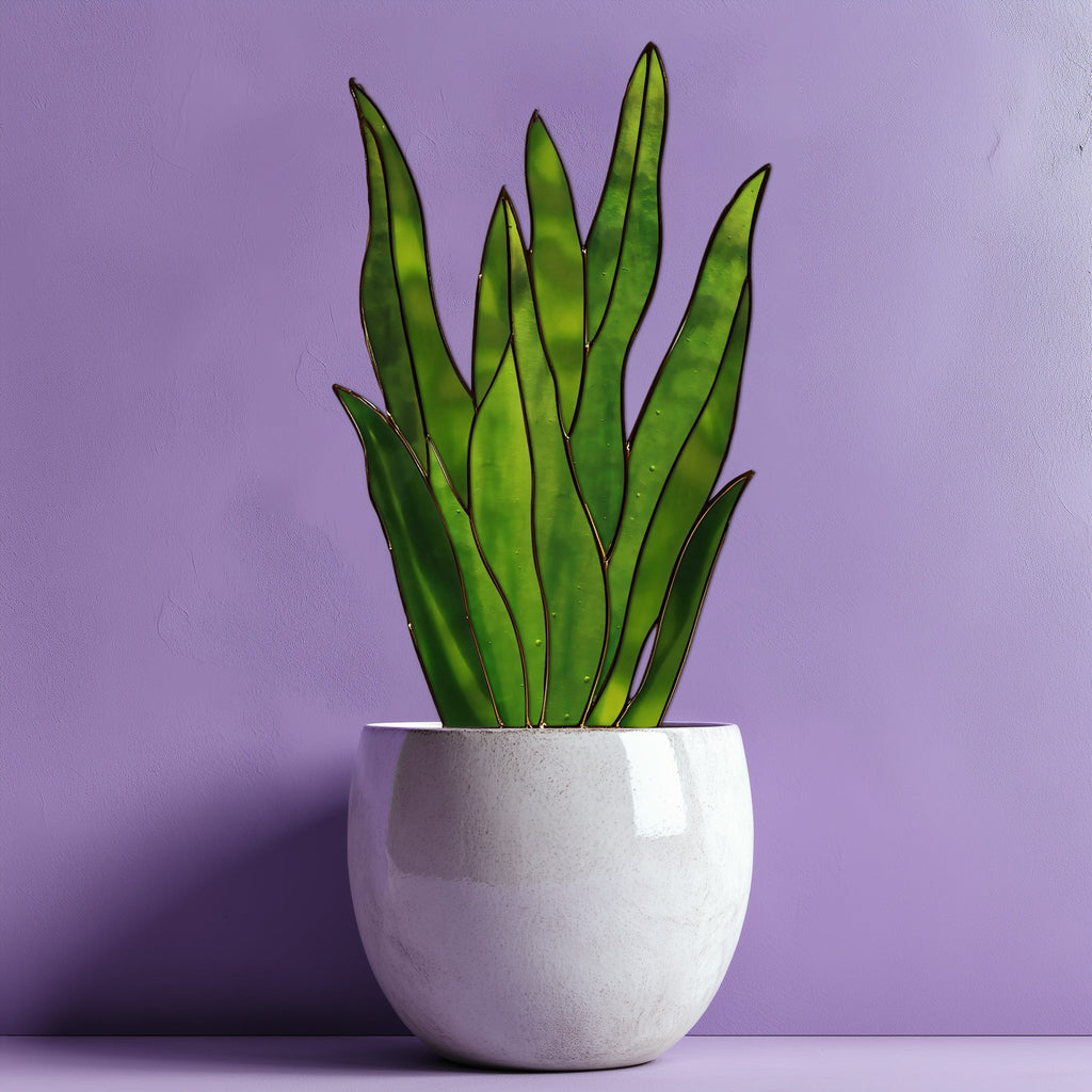Snake Plant Stem Stained Glass Pattern and PNG