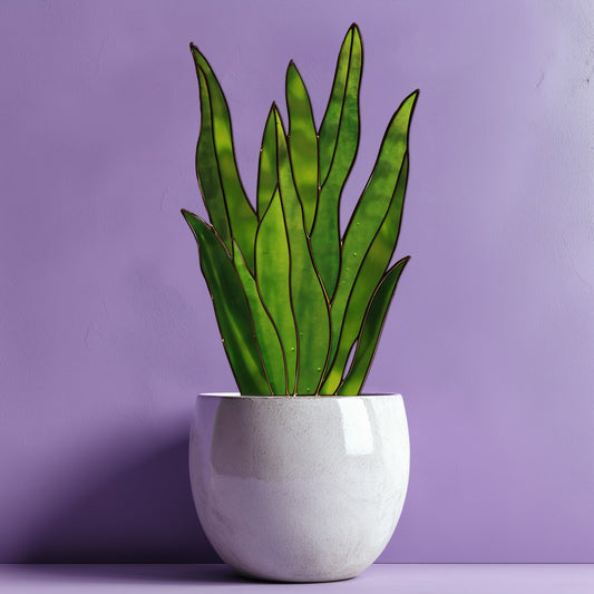 Snake Plant Stem Stained Glass Pattern and PNG