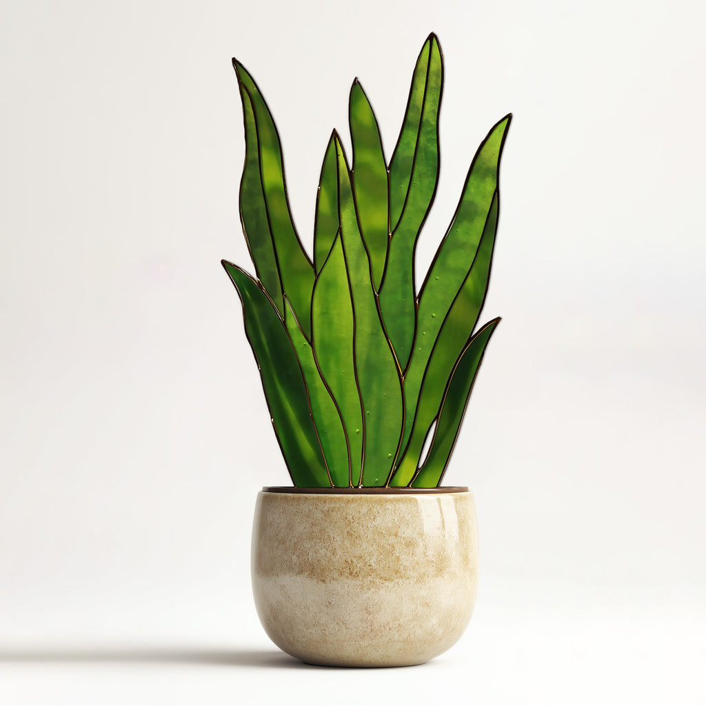 Snake Plant Stem Stained Glass Pattern and PNG