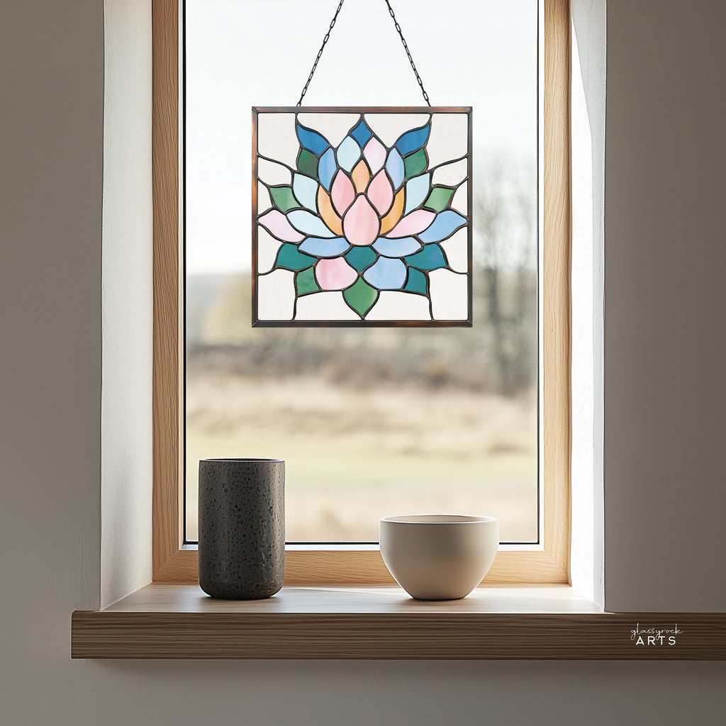 Square Succulent Panel Stained Glass Pattern, PDF & PNG