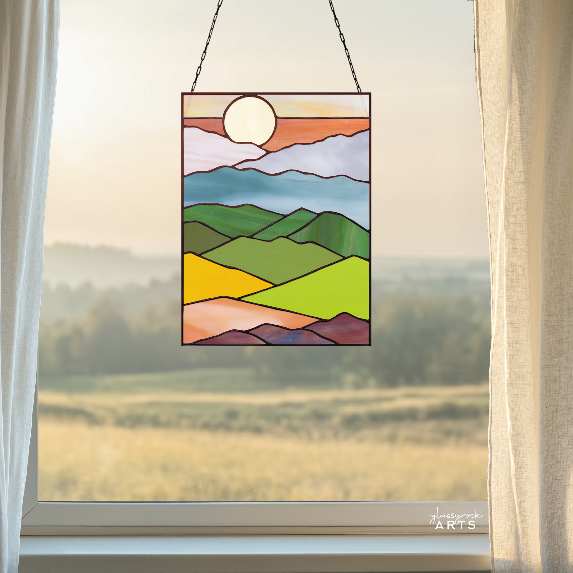 Mountain Landscape Stained Glass Pattern