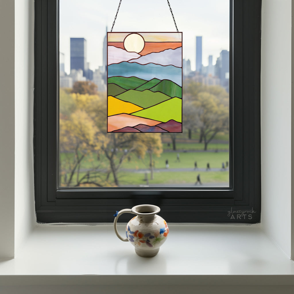 Mountain Landscape Stained Glass Pattern