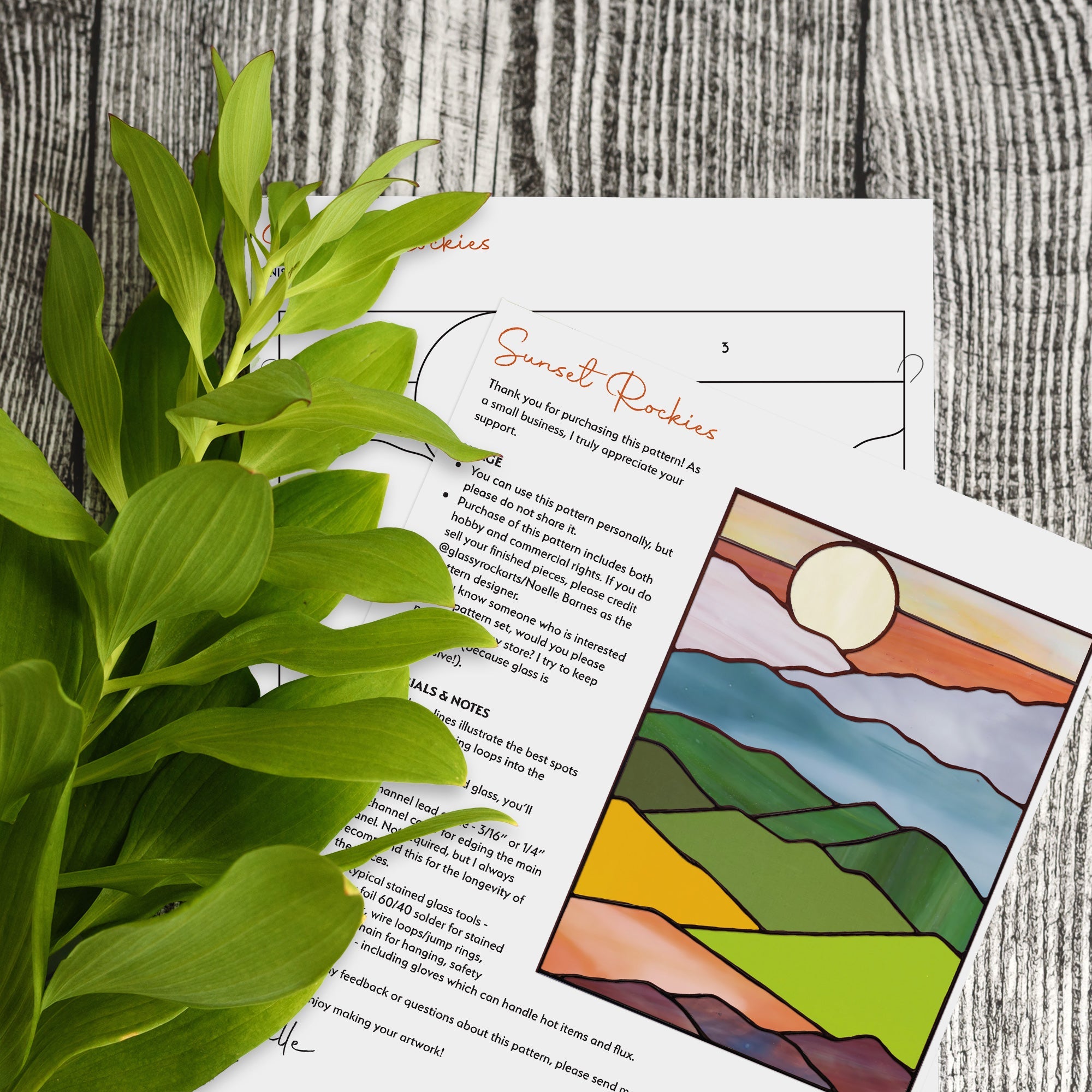 Mountain Landscape Stained Glass Pattern