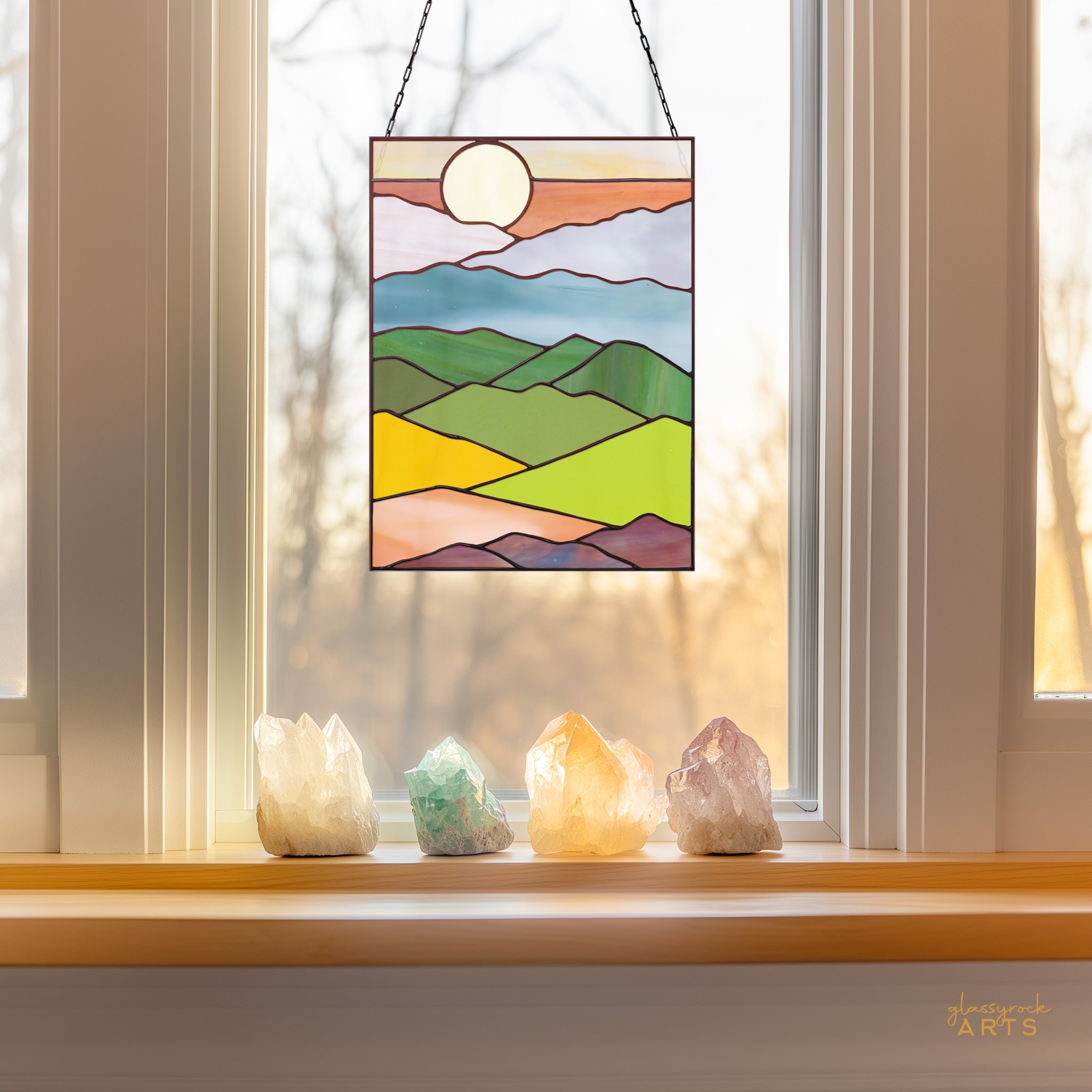 Mountain Landscape Stained Glass Pattern