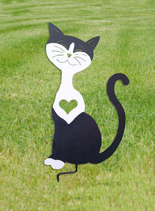 Tuxedo Cat Garden Stake or Wall Hanging